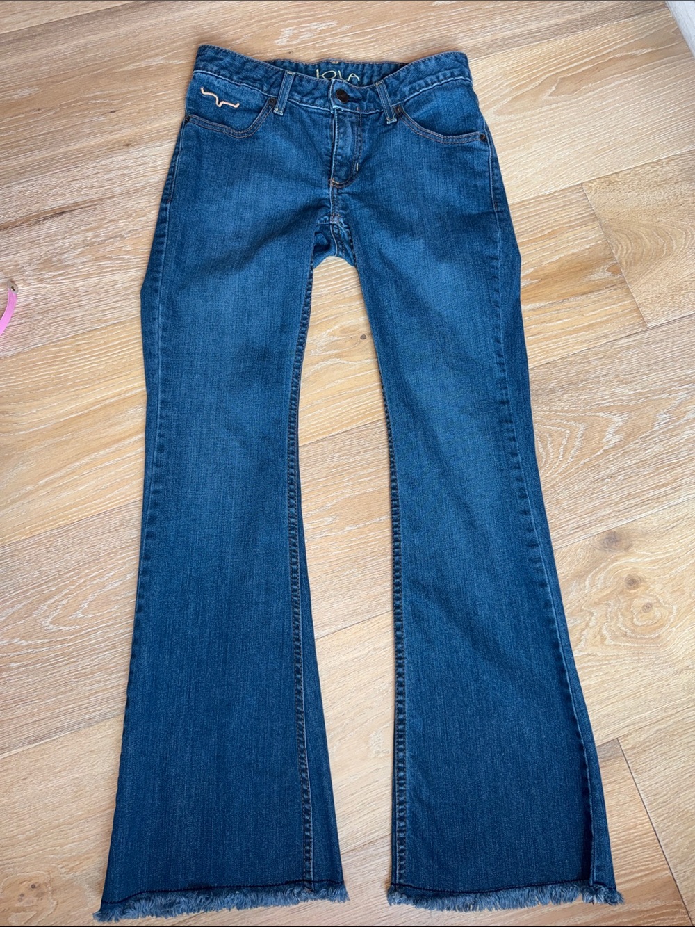 Kimes Lola Dark Indigo Flare Jeans with Raw Hem